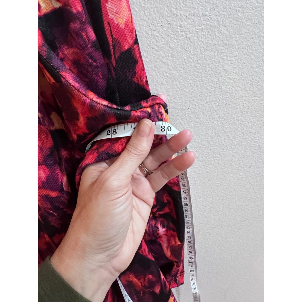 Allison Daley Woman 3X Black Pink Floral Long Sleeve Embellished Top - Picture 7 of 7
